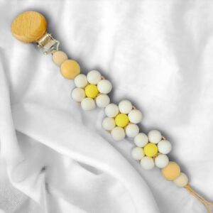 Flower Dummy Pacifier Clip - WHITE