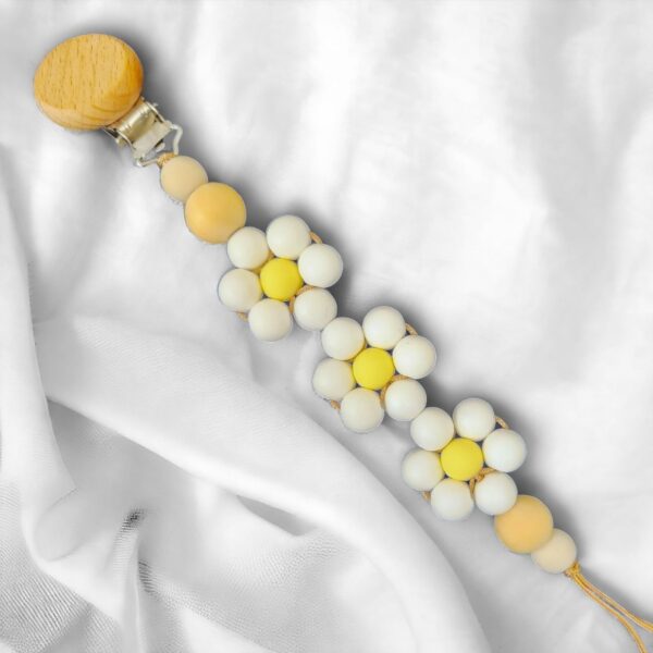 Flower Dummy Pacifier Clip – WHITE - main product image