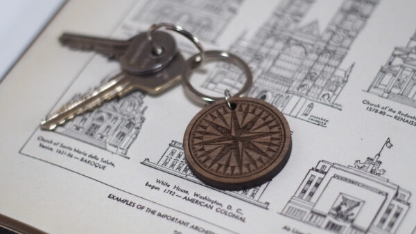 Personalised Wooden Walnut Keyring-Custom Compass Engraved Walnut Keyring - product image 2