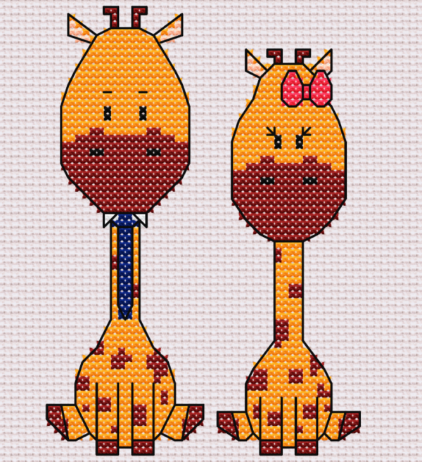 Mr and Mrs Giraffe – cross stitch PATTERN - main product image