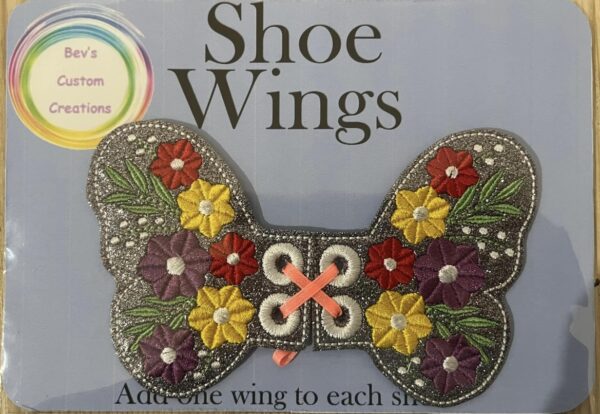 Floral Butterfly Embroidered Shoe/boot/skate wings - main product image