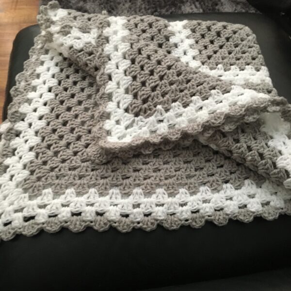 Grey and White Bespoke Baby Blanket - product image 2