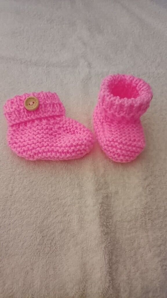 Hand Knitted Baby Booties 0-3 months Candy Pink - main product image