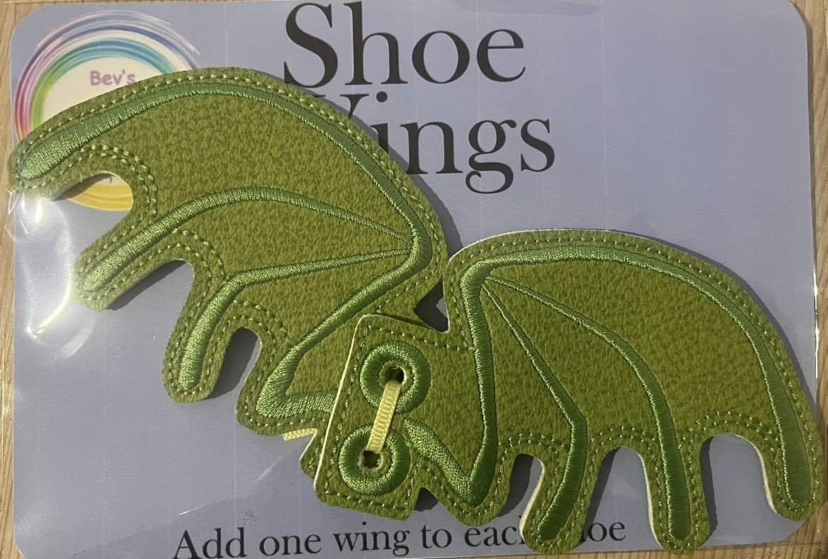 Dragon light green Embroidered shoe/boot/skate wings - main product image