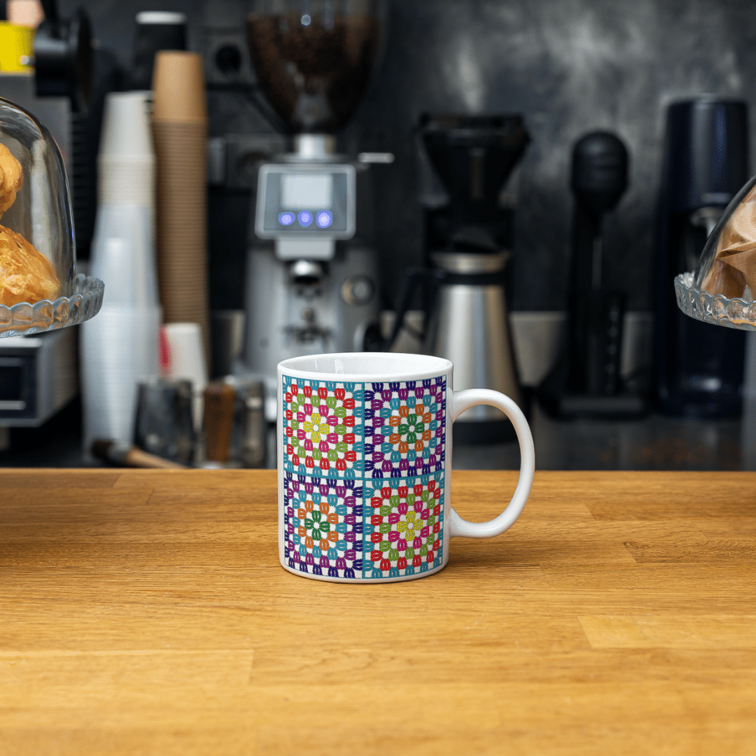 11oz Ceramic Crochet Themed Mug – Granny Square Mug - main product image