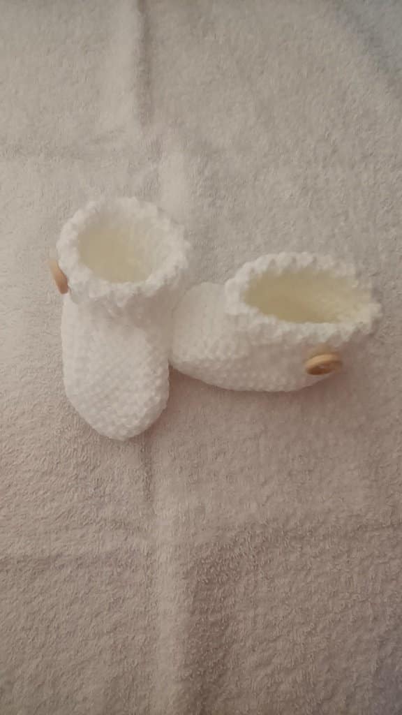 Hand Knitted Baby Booties 0-3 months White - main product image