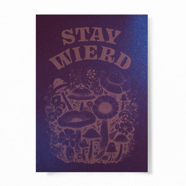 Stay Weird Print | Retro Mushroom Poster|70s|Engraved Poster|Home Decor | Exclusive Design Glitter - product image 2