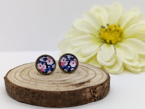 Summer Flowers Stud Earrings in Bronze Plated Bezels - product image 4