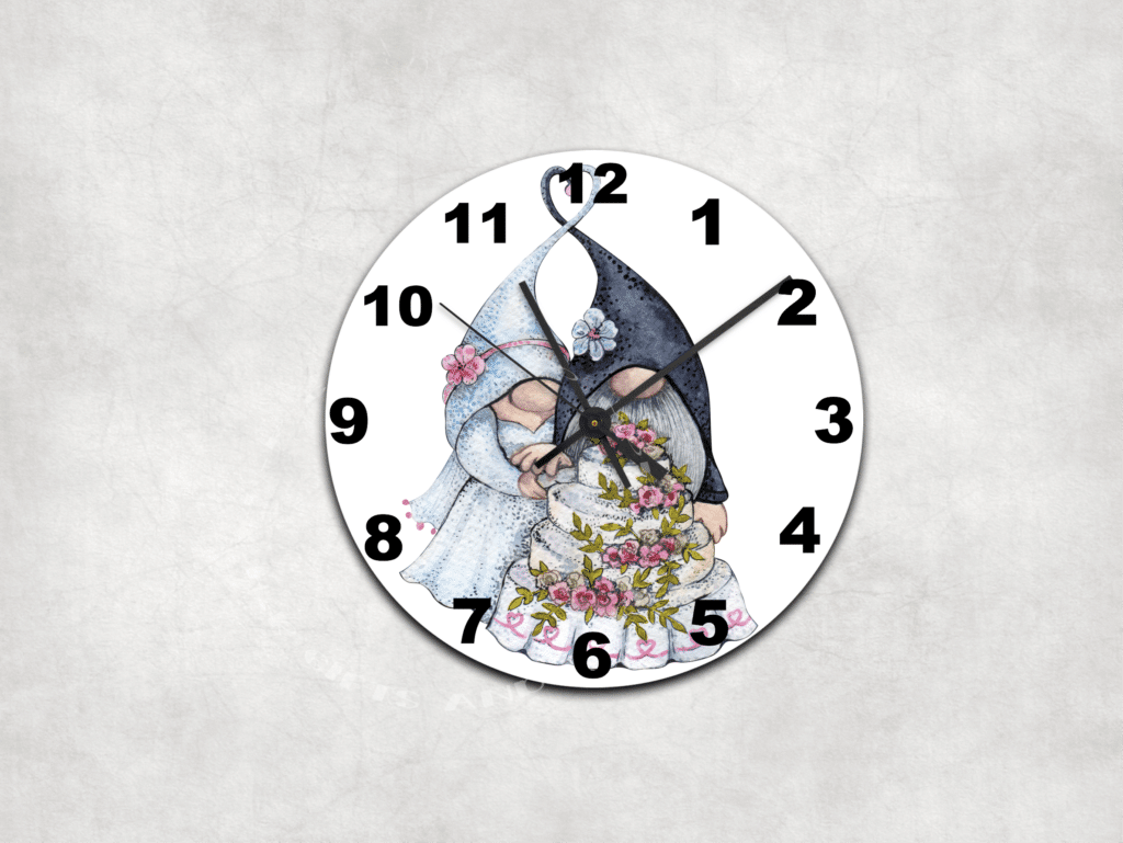 Married Gnomes Glass Clock