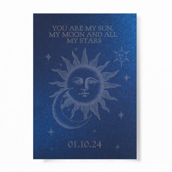 Personalised Sun and Moon Print| Engraved Poster | Unique Wall Art |Exclusive Design | Glitter - product image 2