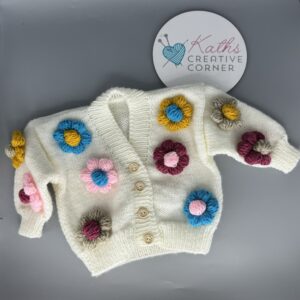 Hand knitted flower cardigan