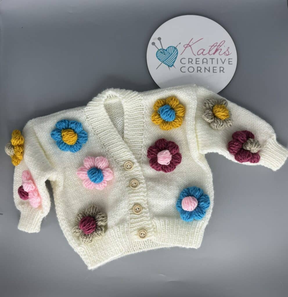 Hand knitted flower cardigan