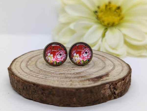 Bright Floral Studs in Bronze Plated Bezels - product image 2