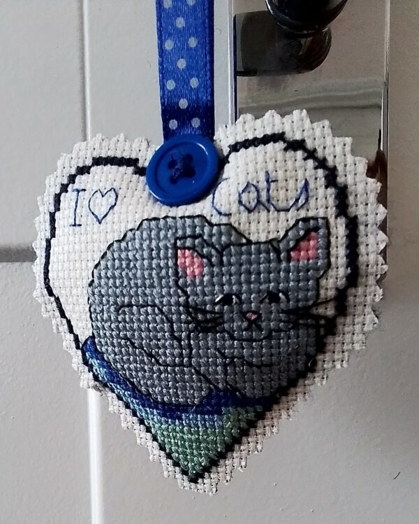 I Love Cats, Hanging Heart, Pocket Hug, Cat Gift, Cat Lover Gift – Blue - product image 2