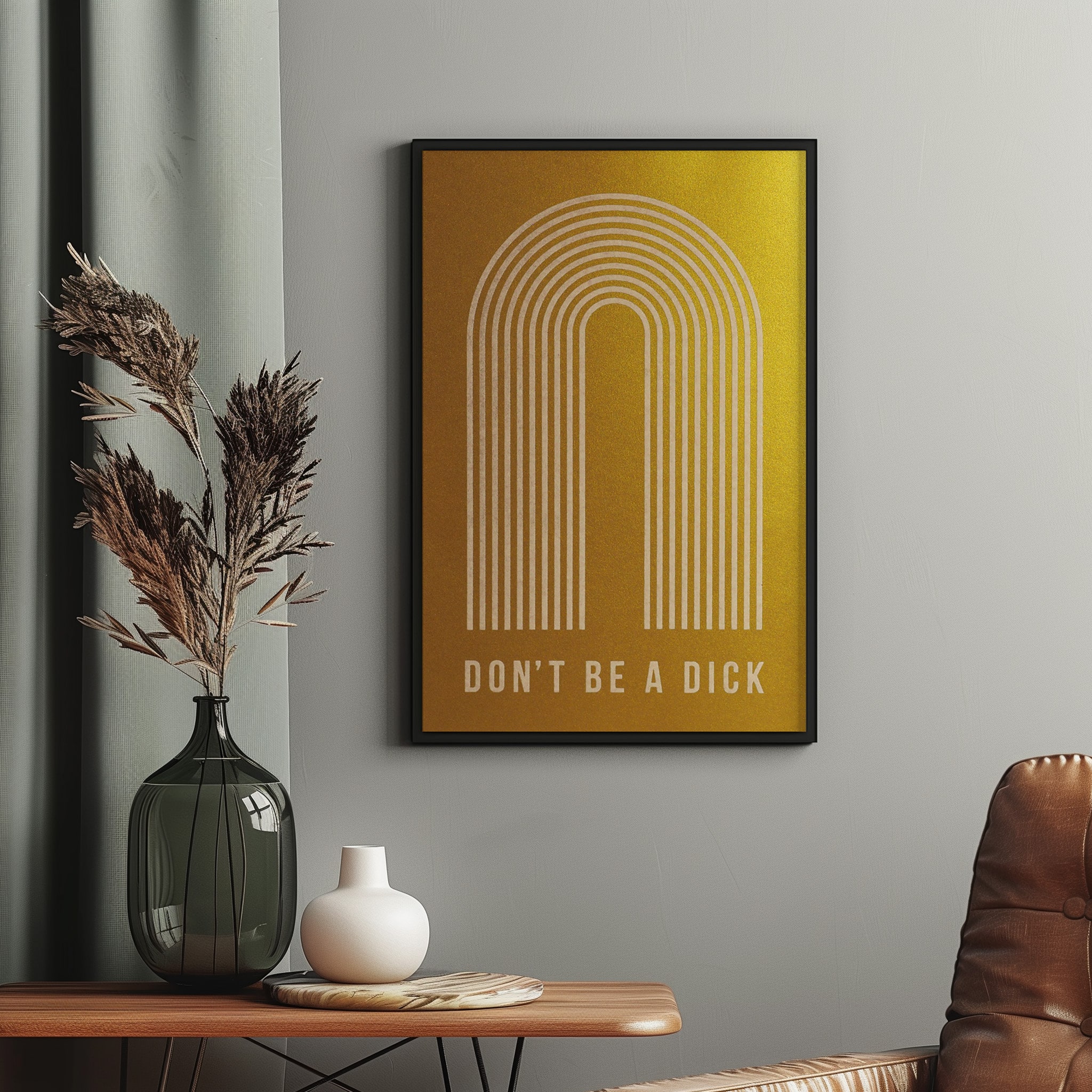 Don’t Be A Dick Print | Retro Bauhaus Poster|Engraved Poster|Home Decor|Exclusive Design|Glitter - main product image