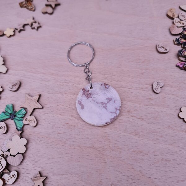 Handmade Grey Gold Marble Wooden Decoupaged Round Keyring – FREE UK DELIVERY - product image 5