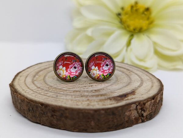 Bright Floral Studs in Bronze Plated Bezels - product image 4