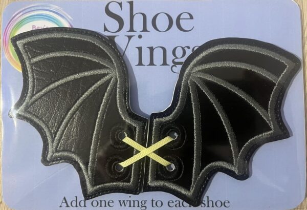 Bat Embroidered Grey trim Shoe/Boot/Skate wings - main product image