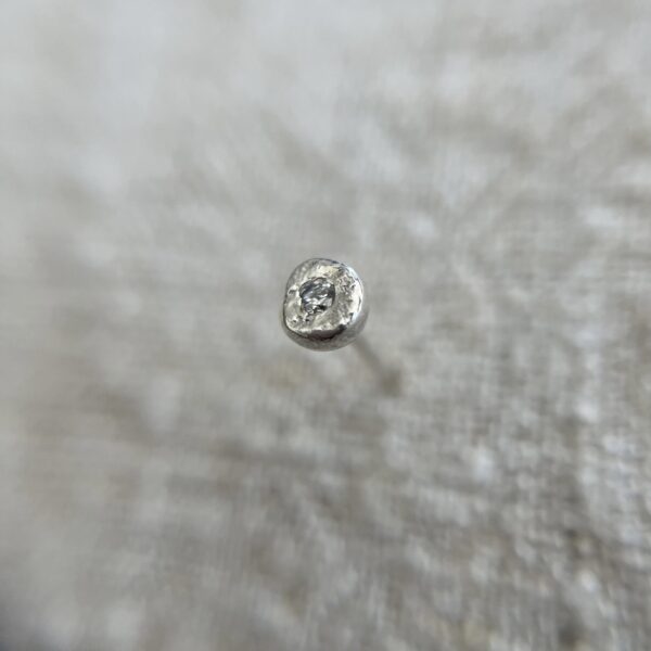 Molten silver ear studs with genuine diamonds - product image 4