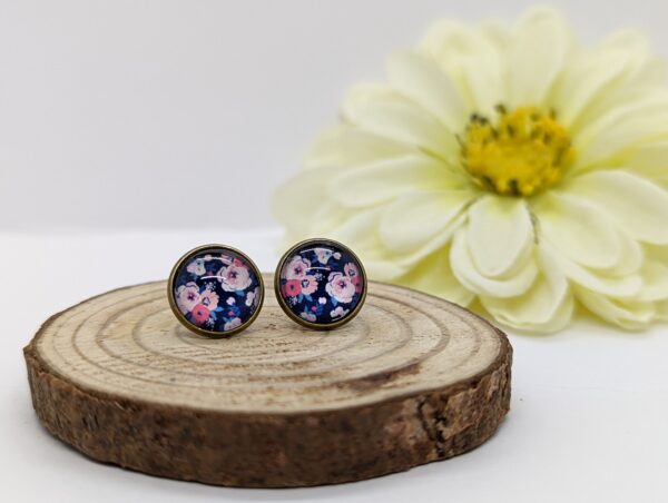 Summer Flowers Stud Earrings in Bronze Plated Bezels - product image 2