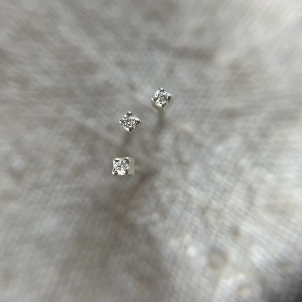 Sterling silver micro diamond ear stud