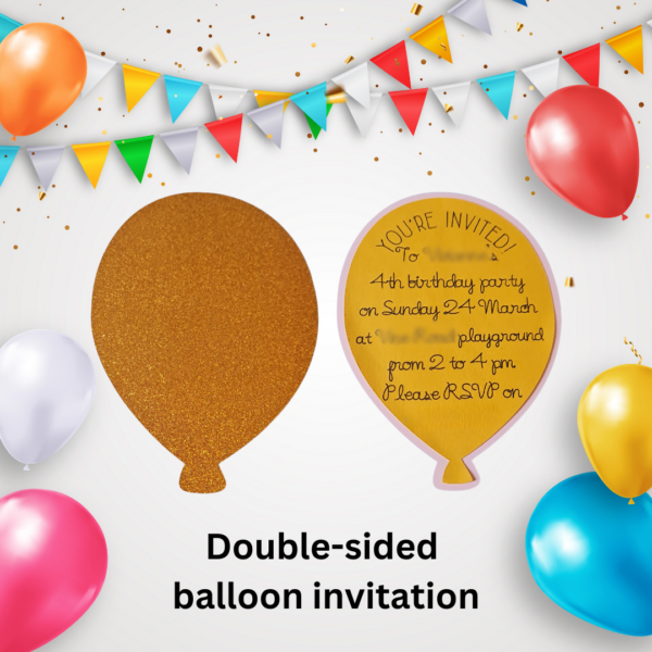 Set of 4 customised handmade kids birthday party invitation balloons with matching envelopes - product image 2