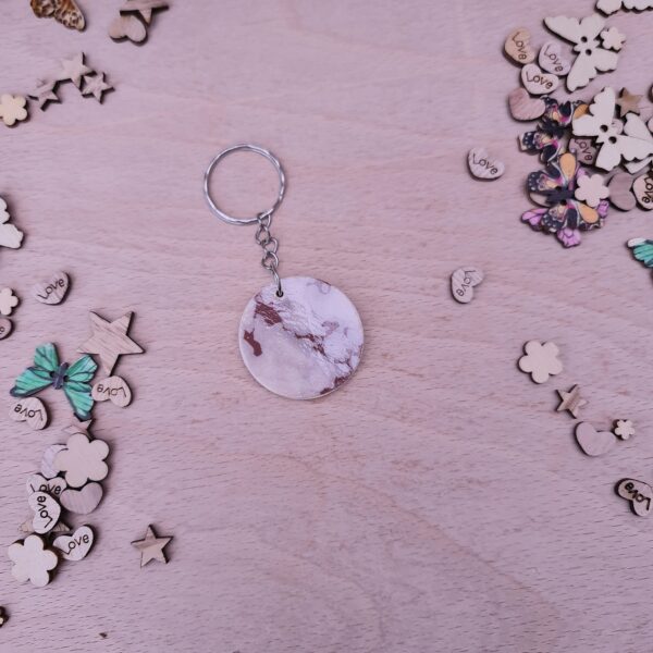 Handmade Grey Gold Marble Wooden Decoupaged Round Keyring – FREE UK DELIVERY - product image 4