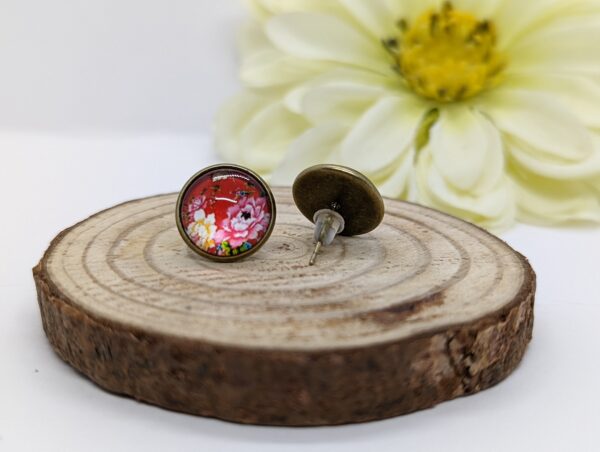 Bright Floral Studs in Bronze Plated Bezels - product image 3