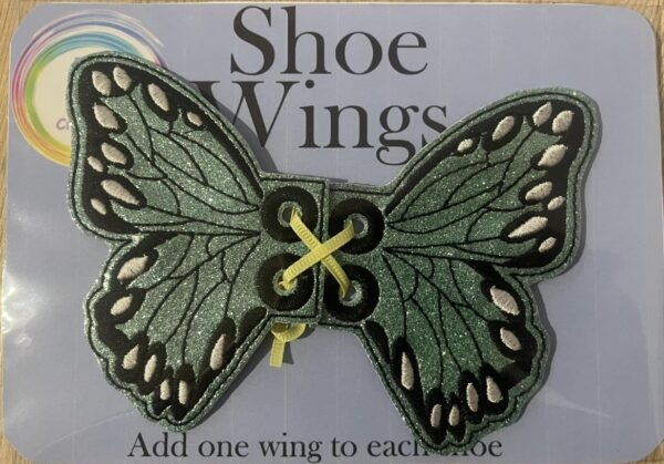 Butterfly embroidered teal shoe, boot, skate Wings - main product image