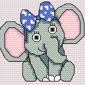 Elephant with a Bow – cross stitch PATTERN: placeholder image (loading)