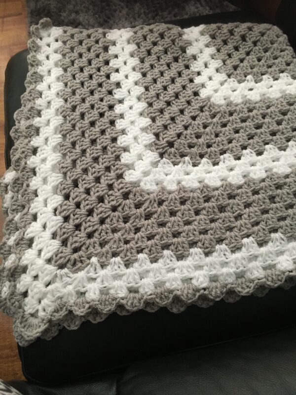 Grey and White Bespoke Baby Blanket - main product image