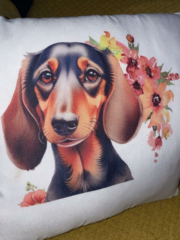 Dachshund Flower Polyester Pillow Case 40 x 40 cm white | Gift for her | Gift for him| - product image 5