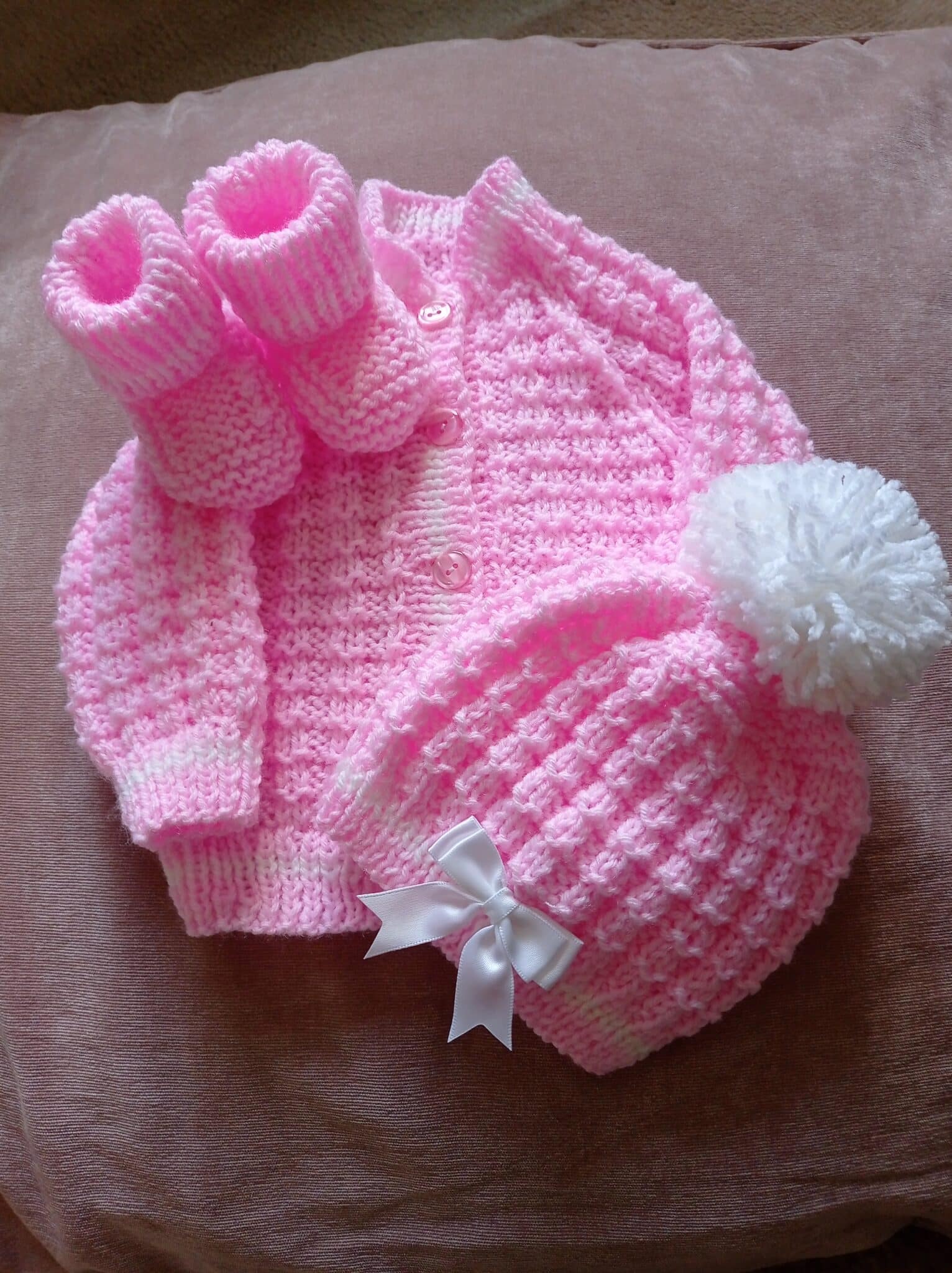 Lovely soft cardigan, hat and boots - main product image