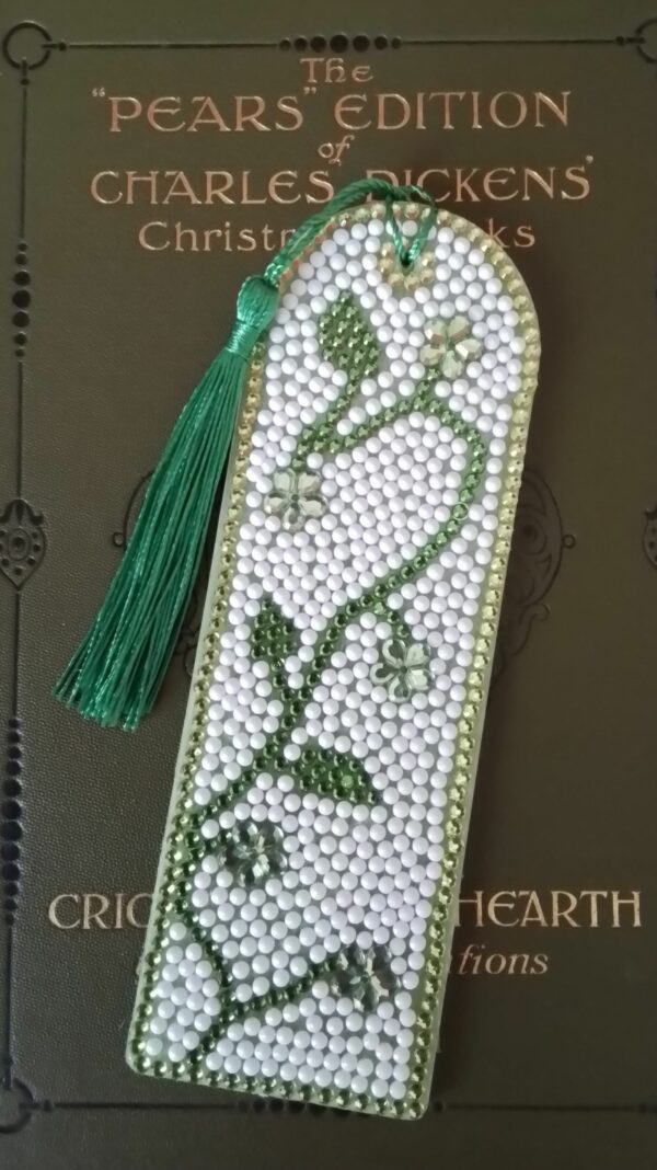 Diamond Art Bookmark, Trailing Flowers, Book Lover Gift – Green - product image 4