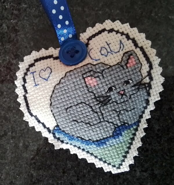 I Love Cats, Hanging Heart, Pocket Hug, Cat Gift, Cat Lover Gift – Blue - main product image