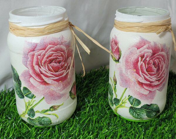 Small Upcycled Decoupage Jar – Roses - product image 2