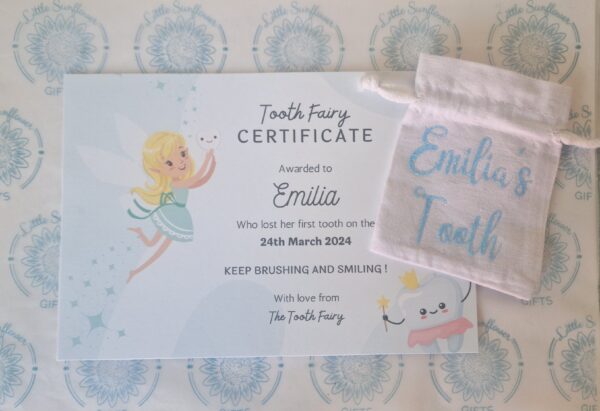 Tooth Fairy Certificate and bag - main product image