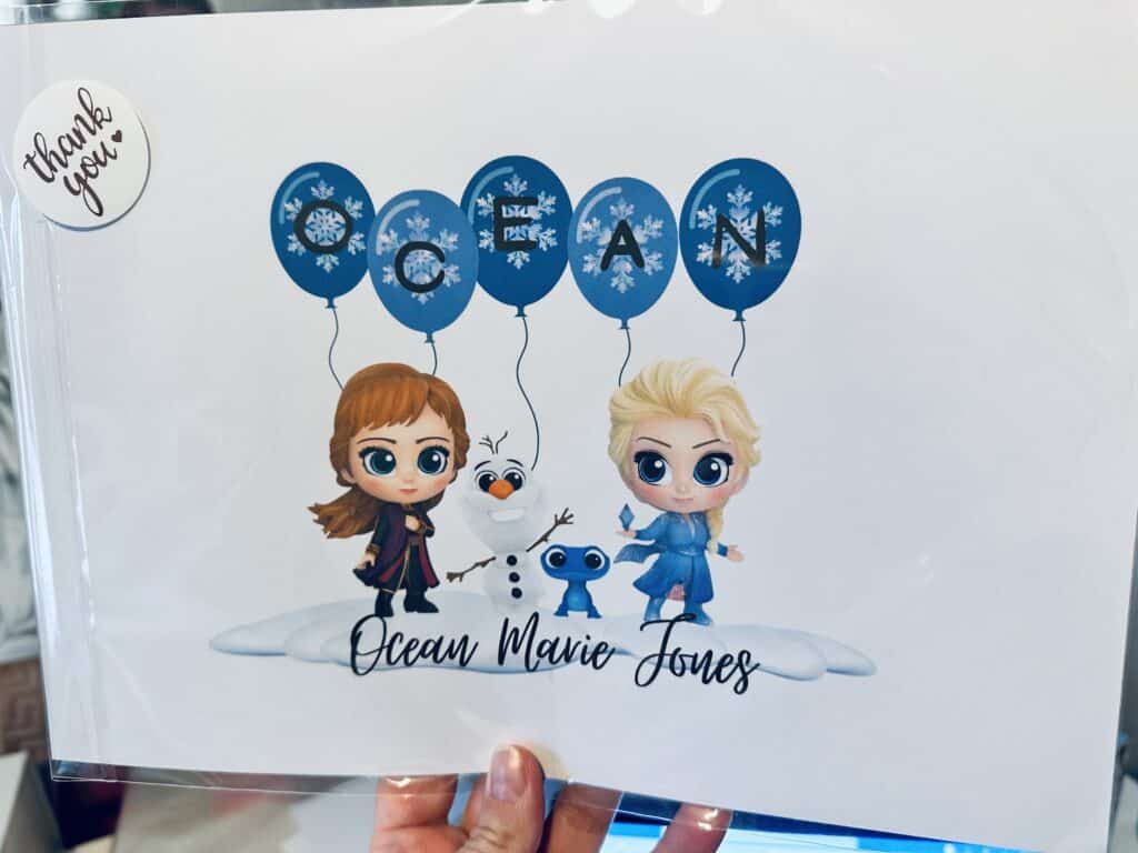 Frozen theme name print