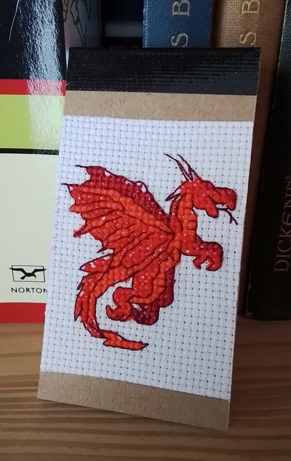 Red Dragon Handmade Notebook, Cross Stitch, Dragon Gifts, Fantasy Gifts – Mini - product image 2