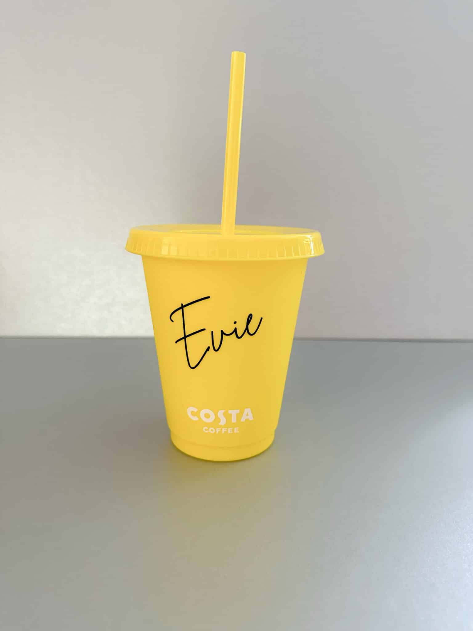 Personalised Costa Coffee frappe cup – Yellow - main product image