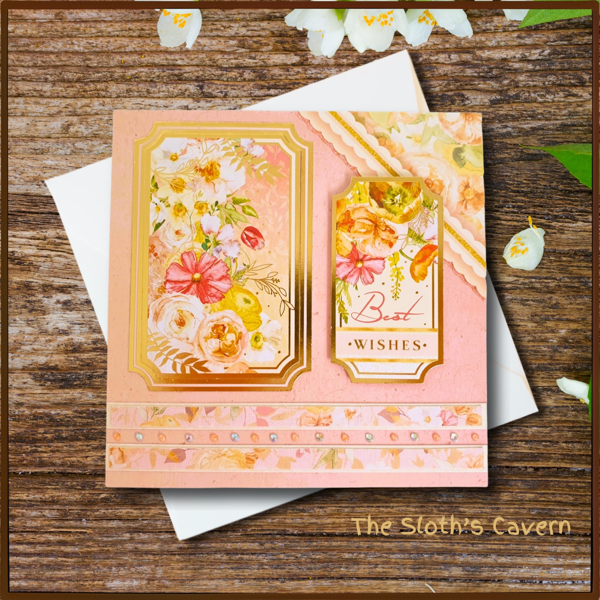 Best Wishes All Occasion Greeting Card With Flowers, Embellished, Blank - main product image