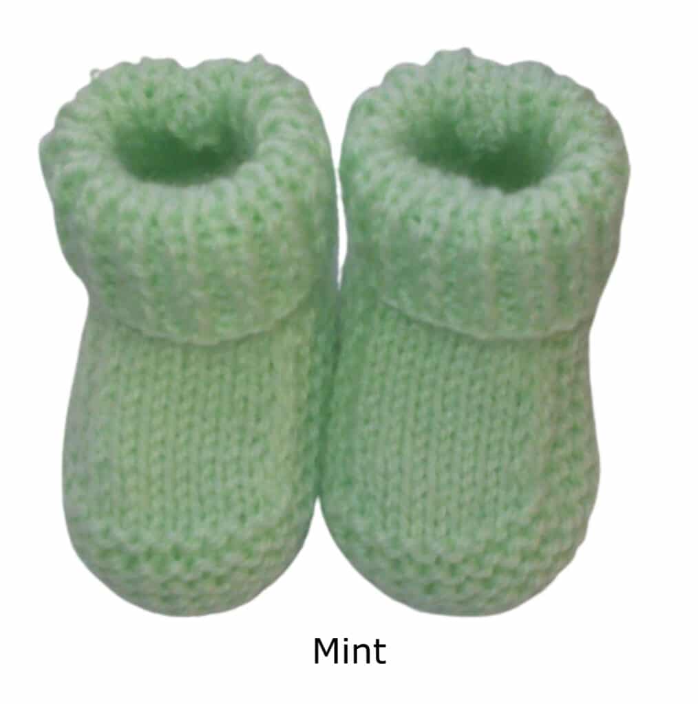 Hand-Knitted Baby Bootees~Mint Green~0-3 months