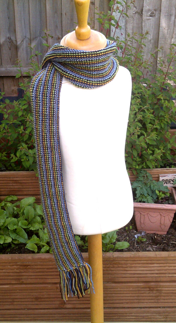 Hand-Knitted Fringed Scarf~Moorland Shades - product image 2