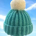 Hand-Knitted Moss Rib Baby Hat~Turquoise~0-3 months