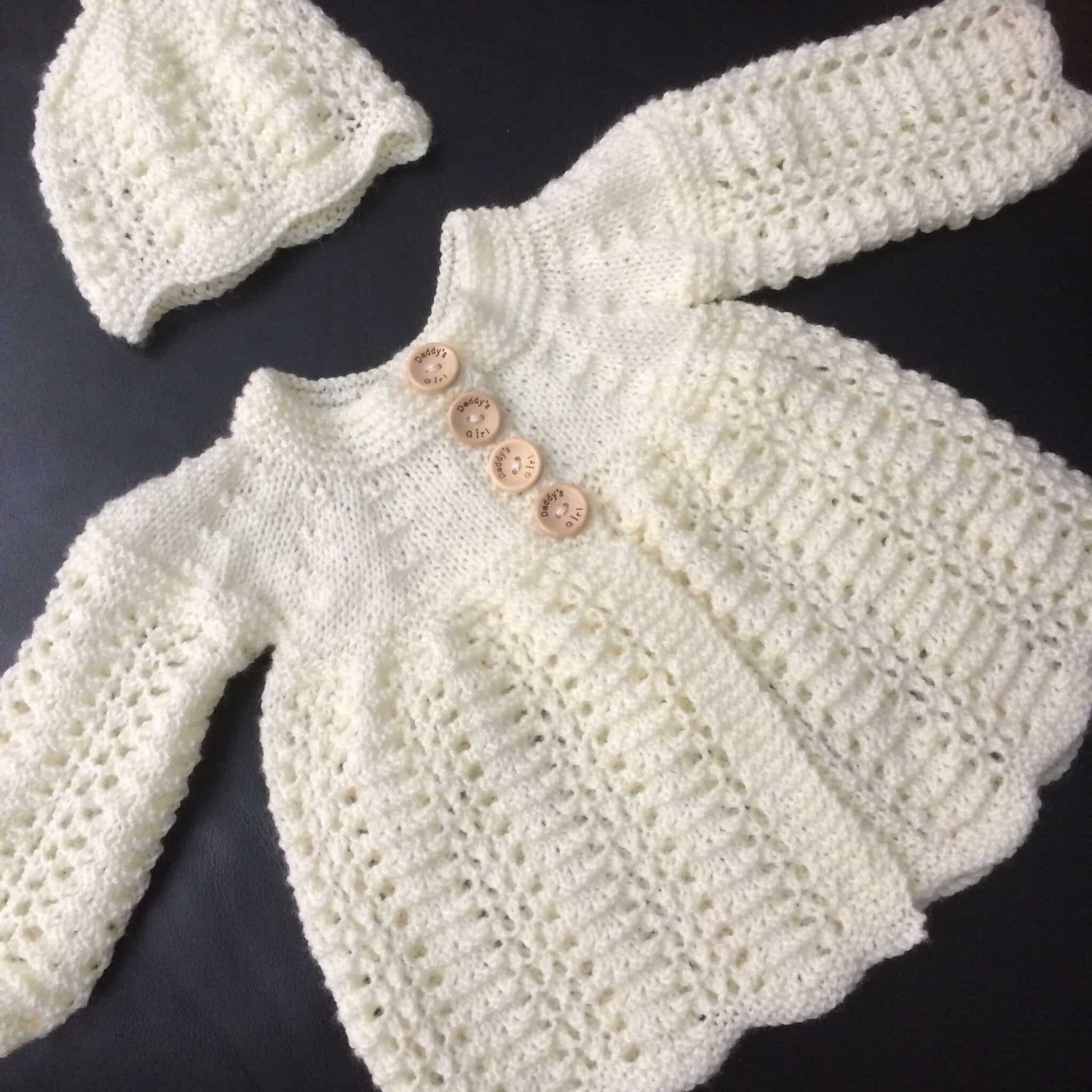 Handmade Newborn Matinee Coat and Hat - main product image