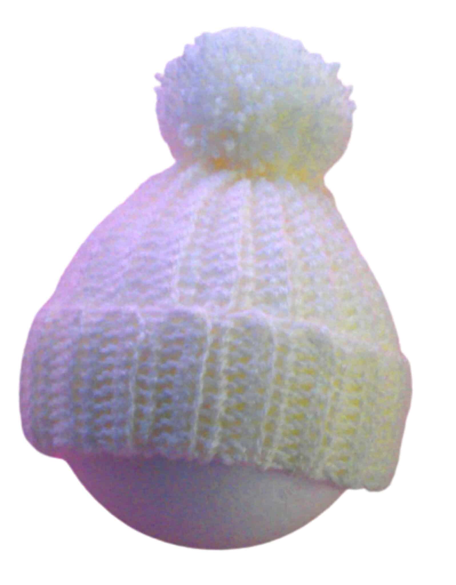 Hand-Crocheted Baby Pom Pom Hat~White~Newborn: product review image placeholder image (loading)