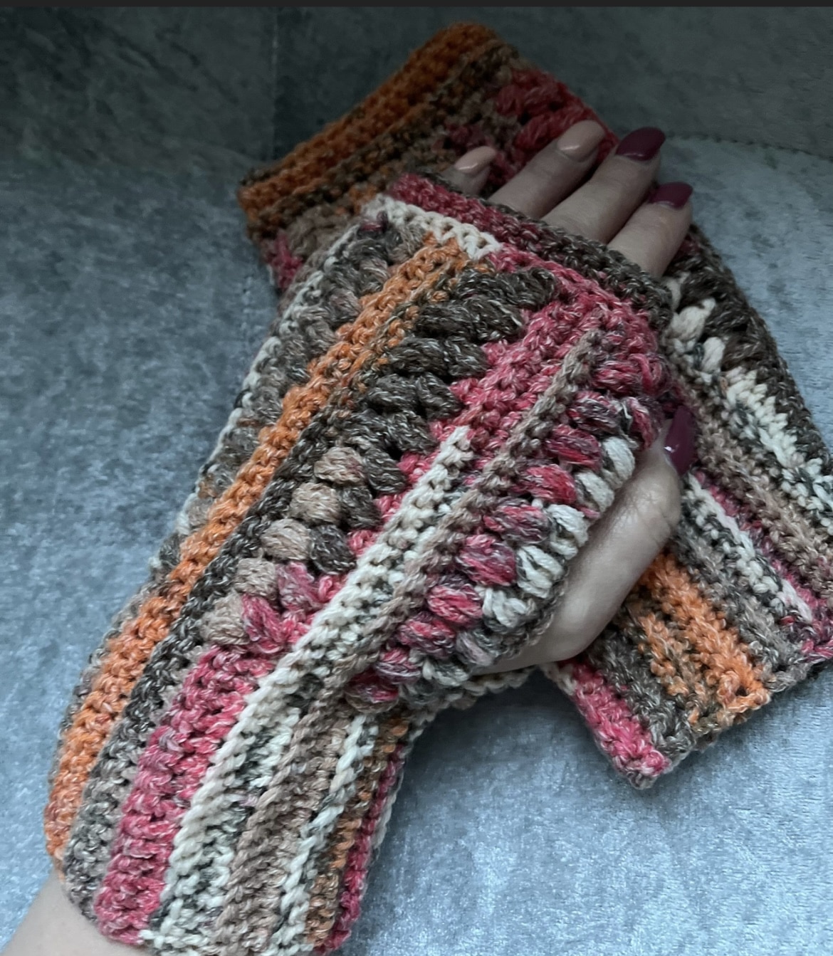 Fingerless Mittens in Autumn mix colours - main product image