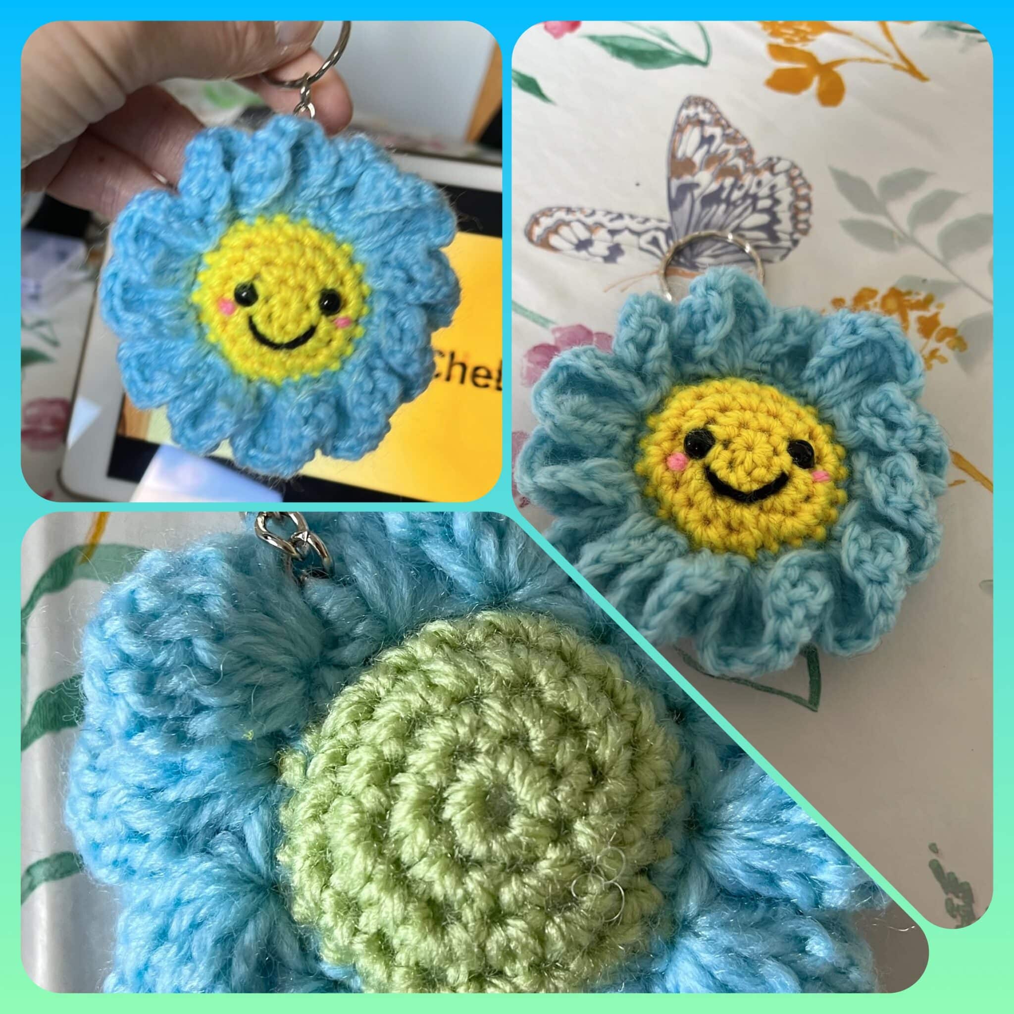 Smiley face flower key chain/ bag charm - main product image