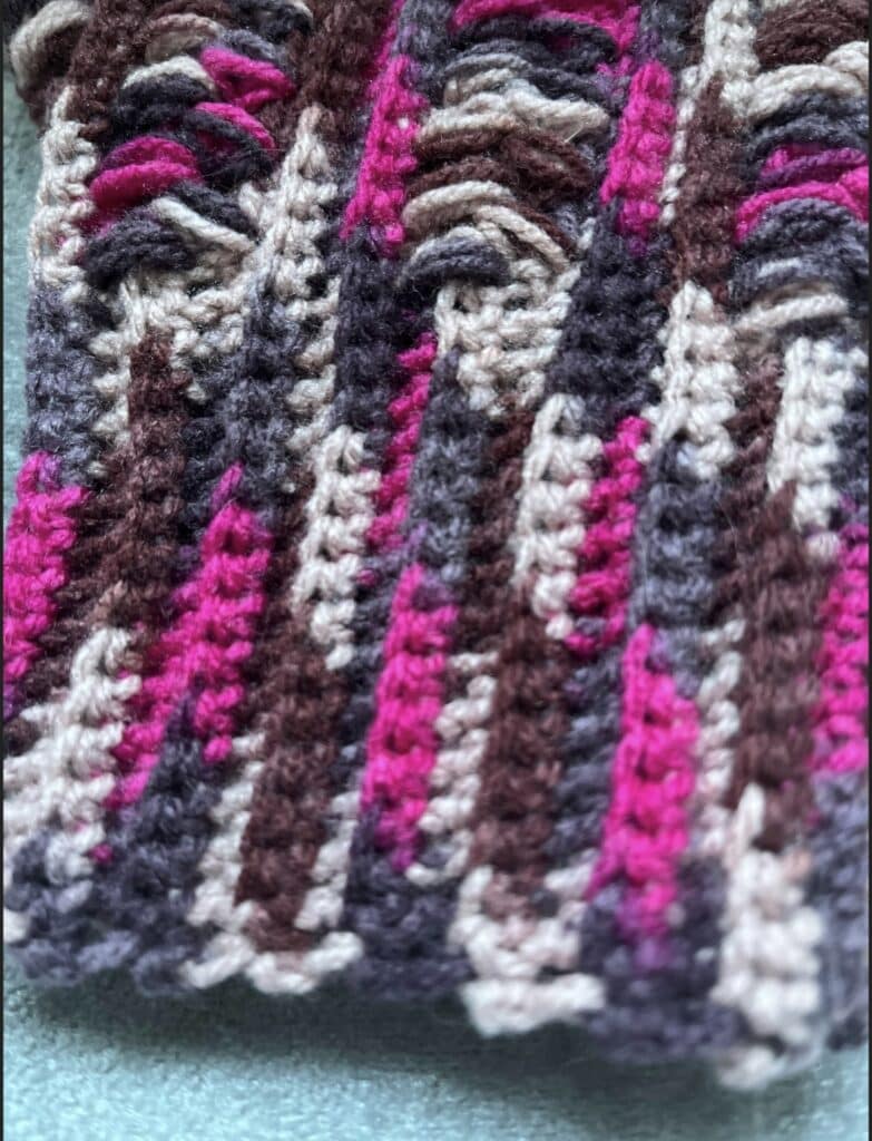 Fingerless Mittens in pink and purple mix