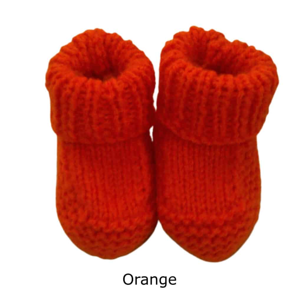 Hand-Knitted Baby Bootees~Orange~0-3 months